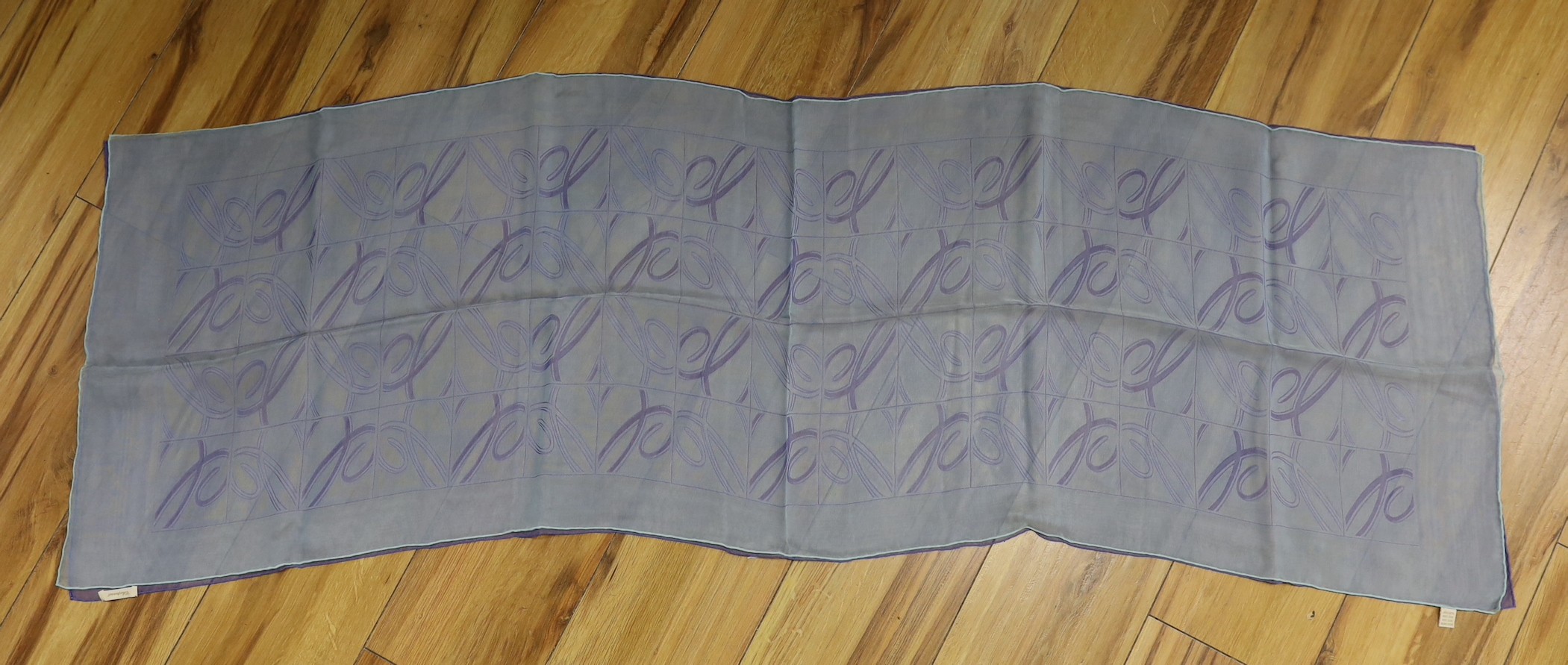 A blue and purple silk Chopard scarf in original box with certificate